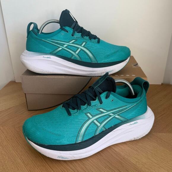 ASICS Gel Nimbus-27 Wave Teal/Saxon Green Men Sneakers- SZ 9.5 - Picture 1 of 16